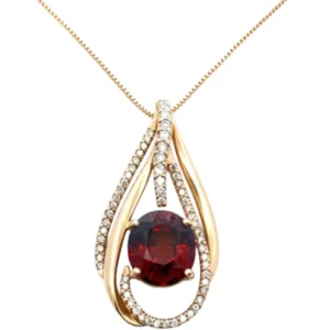 K18 ガーネット・ダイヤモンド ネックレス/ペンダントトップ 6.42・0.43ct