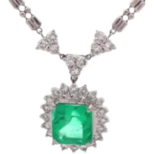 Pt850/Pt900 コロンビア産エメラルド・ダイヤモンド ネックレス/ペンダントトップ E3.66 ct D1.18 ct