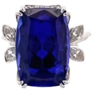 Pt･Pm900 タンザナイト・ダイヤモンド リング 15.63 ct D0.93 ct