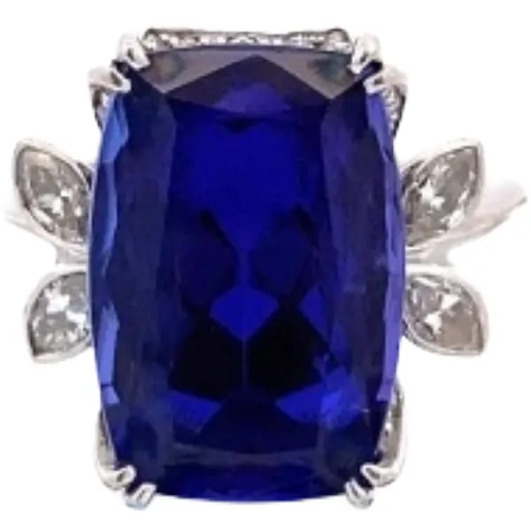 Pt･Pm900 タンザナイト・ダイヤモンド リング 15.63 ct D0.93 ct