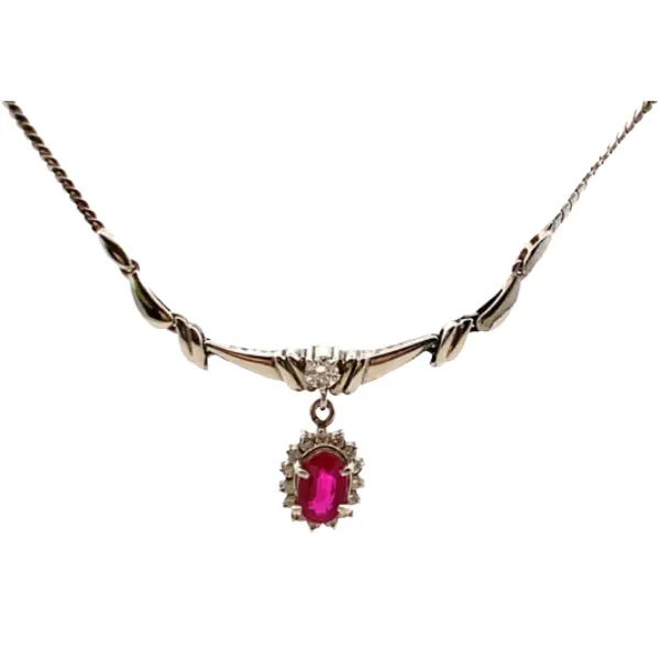 Pt･Pm850 ルビー・ダイヤモンド ネックレス/ペンダントトップ 1.09・0.187・0.12ct