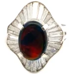 Pt･Pm900 ブラックオパール・ダイヤモンド リング 2.4・D1.95ct