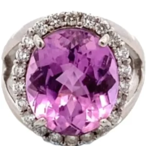Pt･Pm900 クンツァイト・ダイヤモンド リング 0.66 ct