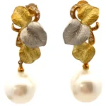 Pt900/K18 パール・ダイヤモンド ピアス/イヤリング D0.06・D0.06ct