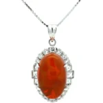 Pt950/Pt850 ファイヤーオパール・ダイヤモンド ネックレス/ペンダントトップ 13.93・D2.20ct