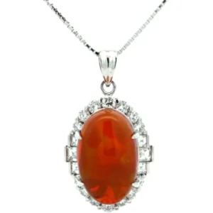 Pt950/Pt850 ファイヤーオパール・ダイヤモンド ネックレス/ペンダントトップ 13.93・D2.20ct