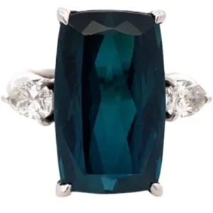 Pt･Pm900 トルマリン・ダイヤモンド リング 16.84・0.86ct