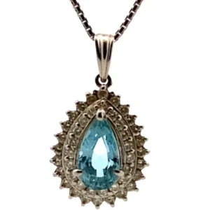 Pt900Pt850 アクアマリン・ダイヤモンド ネックレスペンダントトップ 1.62・0.56ct