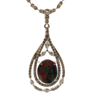 K18WG ブラックオパール・ダイヤモンド ネックレスペンダントトップ 2・D0.89ct