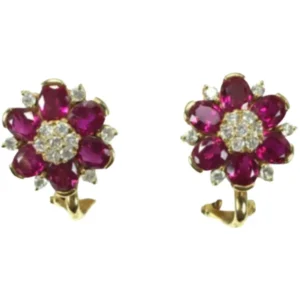 K18 ルビー・ダイヤモンド ピアス/イヤリング D0.25・D0.25・R2.10・R2.10 ct