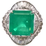Pt･Pm900 エメラルド・ダイヤモンド リング 16.52・D3.13ct