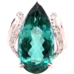 Pt･Pm900 トルマリン・ダイヤモンド リング 11.03・D0.28ct