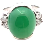 Pt･Pm900 翡翠・ダイヤモンド リング 12.55・0.4ct