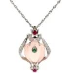 Pt850Pt900 ローズクォーツ・多色石 18.00・D0.17・R0.23・E0.06ct