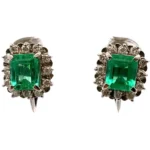 Pt･Pm900 エメラルド・ダイヤモンド ピアス/イヤリング 1.62・0.3ct