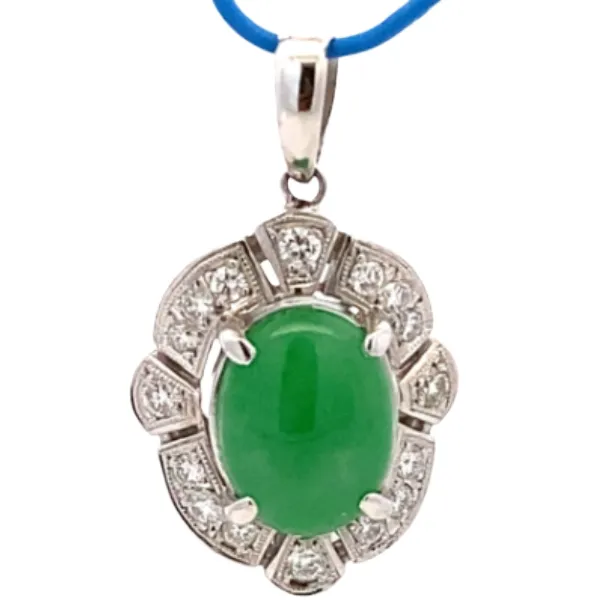 Pt･Pm900 翡翠・ダイヤモンド ネックレス/ペンダントトップ 4.6・D0.48ct