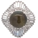 Pt･Pm900 クリソベリルキャッツアイ・ダイヤモンド リング 7.659 ct D1.88 ct