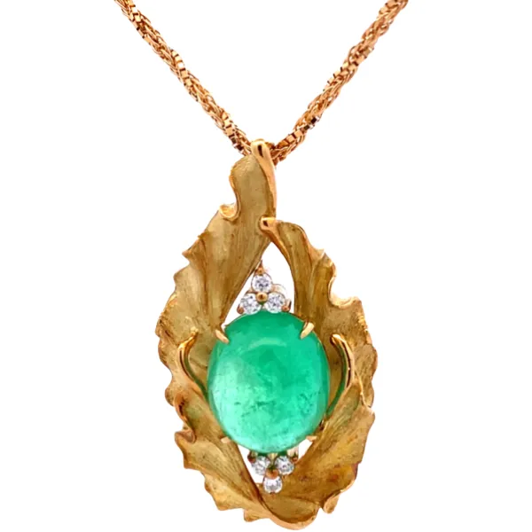 K18 エメラルド・ダイヤモンド ネックレス/ペンダントトップ 9.94・D0.19ct