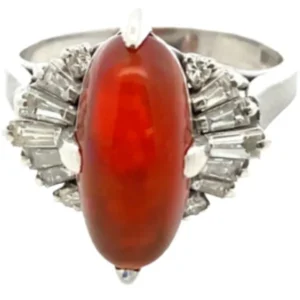 Pt･Pm900 ファイヤーオパール・ダイヤモンド リング 3.96・0.58ct