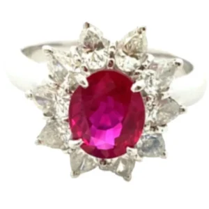 Pt･Pm900 ルビー・ダイヤモンド リング 2.11・1.36ct