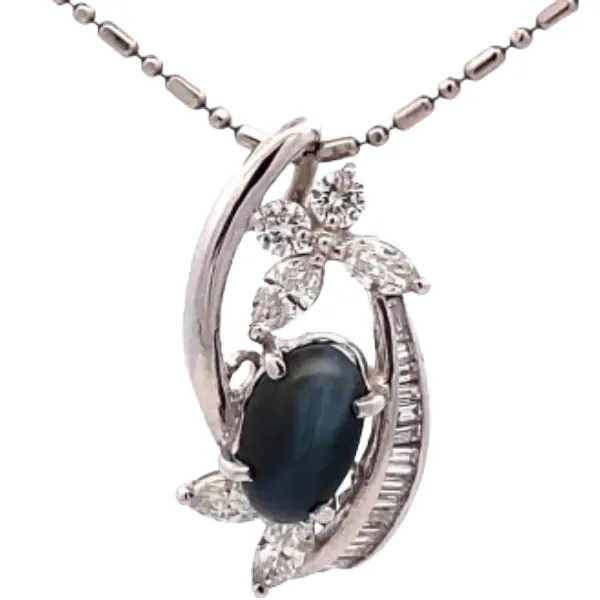 Pt850/Pt900 アレキサンドライトみため・ダイヤモンド ネックレストップ 1.53 ct 0.55 ct