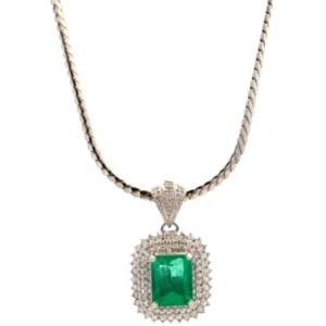 Pt900/Pt850 コロンビア産エメラルド・ダイヤモンド ネックレス/ペンダントトップ E6.13・D1.07ct
