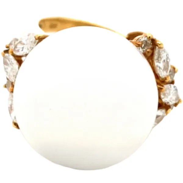 K18 パール・ダイヤモンド リング 0.8ct
