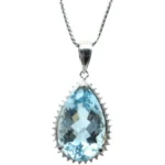 Pt850/Pt900 アクアマリン・ダイヤモンド ネックレス/ペンダントトップ 9.96 ct 0.36 ct