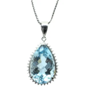 Pt850Pt900 アクアマリン・ダイヤモンド ネックレスペンダントトップ 9.96 ct 0.36 ct
