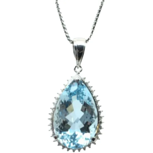 Pt850/Pt900 アクアマリン・ダイヤモンド ネックレス/ペンダントトップ 9.96 ct 0.36 ct