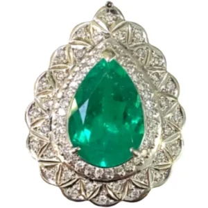 Pt･Pm900 コロンビア産エメラルド・ダイヤモンド ネックレスペンダントトップ 5.82・0.67ct