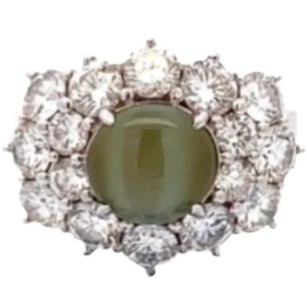 Pt･Pm900 クリソベリルキャッツアイ・ダイヤモンド リング 3.62 ct D2.56 ct