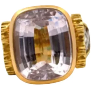 Pt900/K18 クンツァイト・ダイヤモンド リング K11.96 ct D0.40 ct