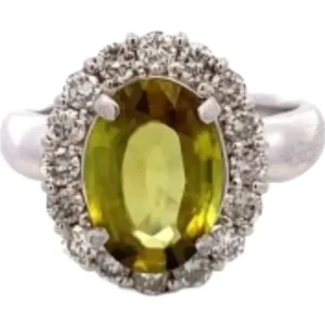 Pt･Pm900 スフェーン・ダイヤモンド リング 3.17 ct D0.81 ct