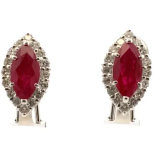 Pt900/K14WG ルビー・ダイヤモンド ピアス/イヤリング 1.15・0.30・1.12・0.30ct