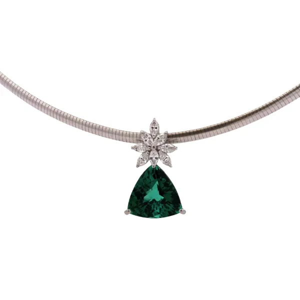 Pt900/K18 トルマリン・ダイヤモンド ネックレス/ペンダントトップ 6.55・0.6ct