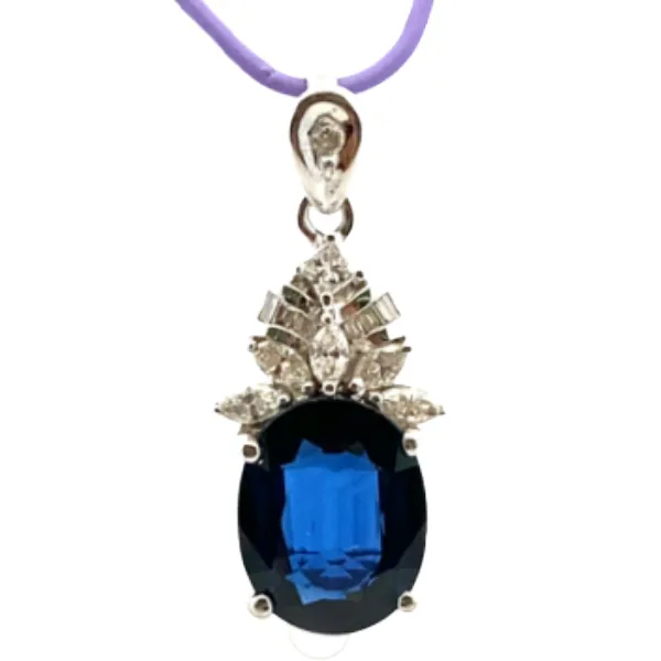 K14 ブルーサファイア・ダイヤモンド ネックレス/ペンダントトップ 4.613・0.38ct