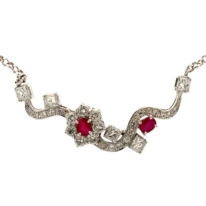 Pt900Pt850 ルビー・ダイヤモンド ネックレスペンダントトップ 0.78・1.63・0.32ct