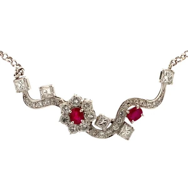Pt900/Pt850 ルビー・ダイヤモンド ネックレス/ペンダントトップ 0.78・1.63・0.32ct