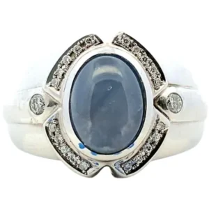 Pt･Pm900 スターサファイア・ダイヤモンド 7.96・0.18ct