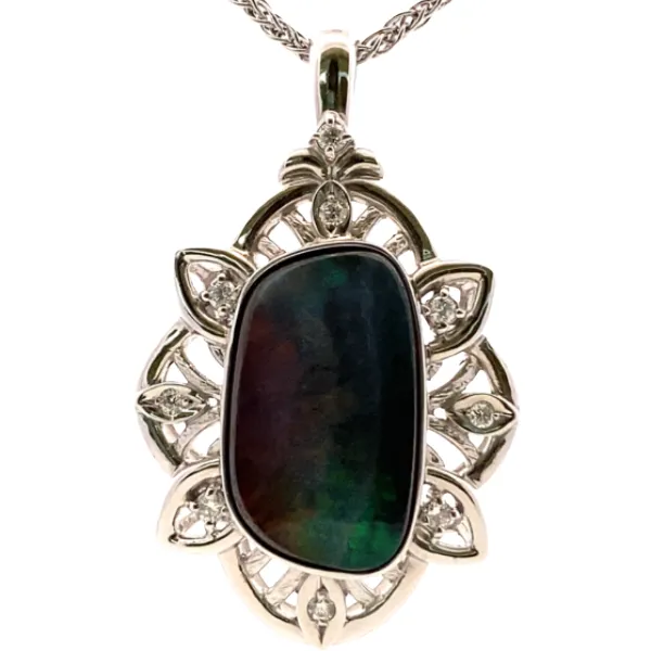 K18/K18WG ボルダーオパール・ダイヤモンド ネックレス/ペンダントトップ 13.22・D0.25ct