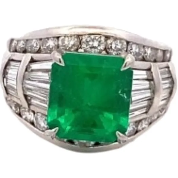 Pt･Pm900 コロンビア産エメラルド・ダイヤモンド リング 3.46 ct D1.7 ct