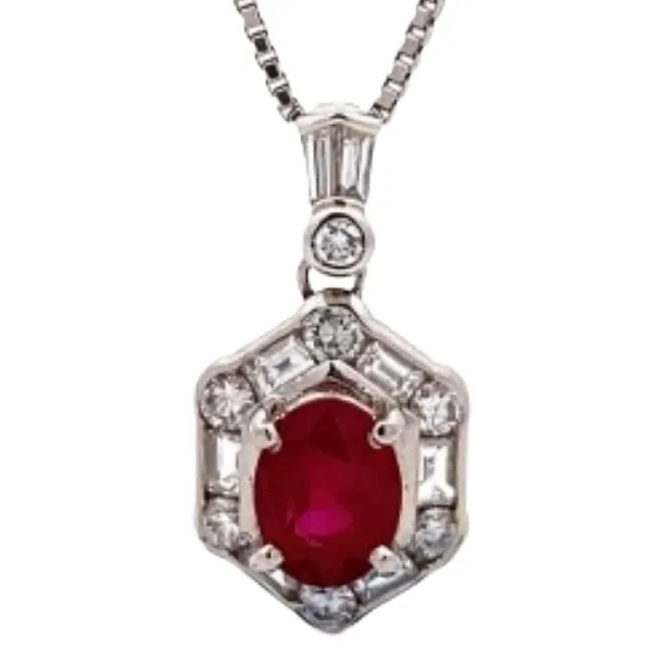 Pt850/Pt900 ミャンマー産ピジョンブラッドルビー・ダイヤモンド ペンダントトップ 1.31 ct D0.6 ct