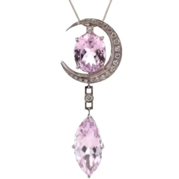 Pt･Pm900 クンツァイト・ダイヤモンド ネックレス/ネックレストップ D0.487・19.891 ct
