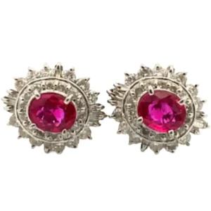 Pt900 ルビー・ダイヤモンド ピアスイヤリング 0.52・0.52・0.38・0.38ct