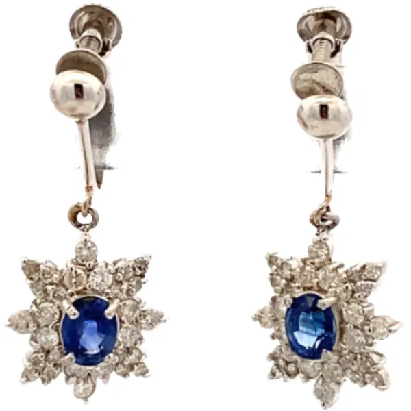 K14WG サファイア・ダイヤモンド ピアス/イヤリング S0.5・D0.35・S0.51・D0.35ct