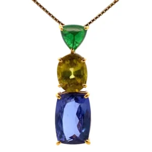 K18 タンザナイト・多色石 ネックレスペンダントトップ 5.16・2.33・1.257ct