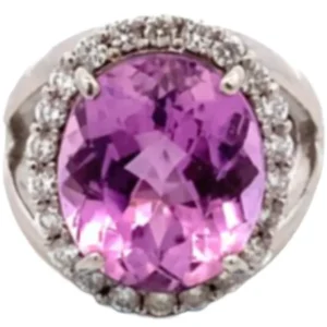Pt･Pm900 クンツァイト・ダイヤモンド リング 0.66 ct