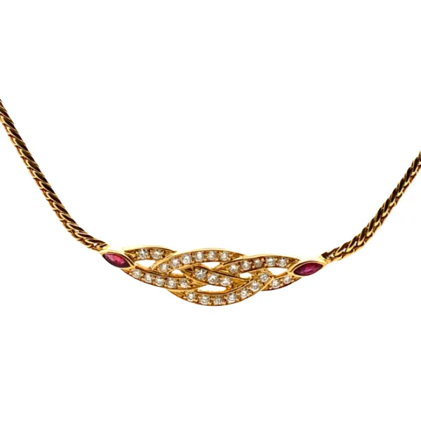 K18 ダイヤモンド・ルビー ネックレス/ペンダントトップ D0.75・R0.33ct
