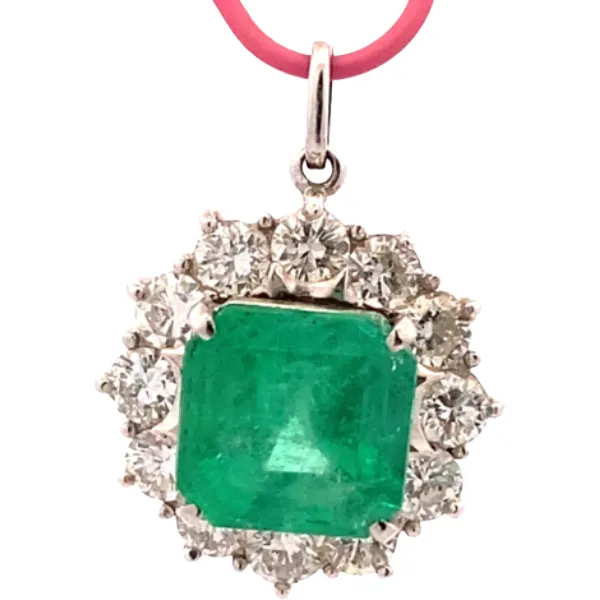 Pt･Pm900 エメラルド・ダイヤモンド ネックレス/ペンダントトップ E3.89・D1.73ct